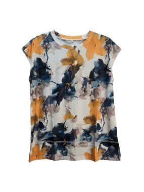 NWOT | Watercolor Floral Abstract Side Slit Tank Top Sleeveless Blouse | Medium